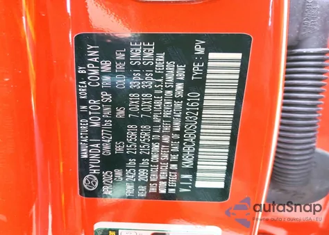 2025 Hyundai Kona Sel z USA, uszkodzony, nr VIN KM8HBCAB0SU321610